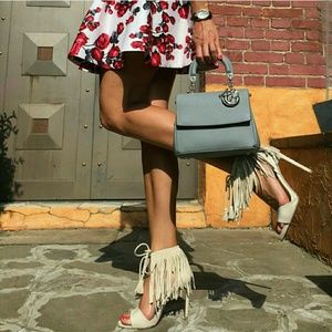 Zara Fringe high heel sandals nude